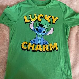 Disney Green and Blue Stitch Lucky Charm Tee